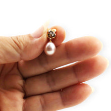 Load image into Gallery viewer, Pink Pearl Pendant – 14k Yellow Gold X Bail + Diamonds