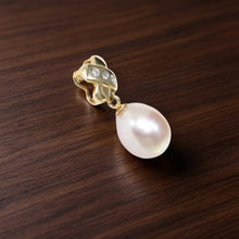 Load image into Gallery viewer, Pink Pearl Pendant – 14k Yellow Gold X Bail + Diamonds