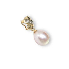 Load image into Gallery viewer, Pink Pearl Pendant – 14k Yellow Gold X Bail + Diamonds