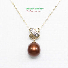 Load image into Gallery viewer, Chocolate Pearl Pendant – 14k Yellow Gold X Bail + Diamonds