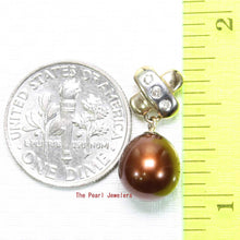Load image into Gallery viewer, Chocolate Pearl Pendant – 14k Yellow Gold X Bail + Diamonds