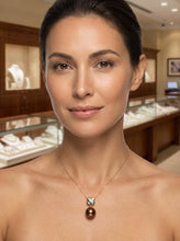Load image into Gallery viewer, Chocolate Pearl Pendant – 14k Yellow Gold X Bail + Diamonds