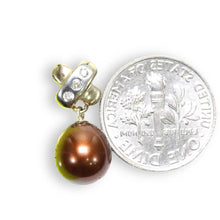 Load image into Gallery viewer, Chocolate Pearl Pendant – 14k Yellow Gold X Bail + Diamonds