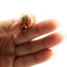 Load image into Gallery viewer, Chocolate Pearl Pendant – 14k Yellow Gold X Bail + Diamonds