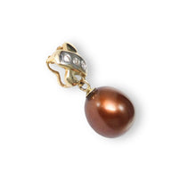 Load image into Gallery viewer, Chocolate Pearl Pendant – 14k Yellow Gold X Bail + Diamonds