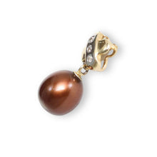 Load image into Gallery viewer, Chocolate Pearl Pendant – 14k Yellow Gold X Bail + Diamonds