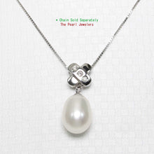Load image into Gallery viewer, White Pearl Pendant – 14k White Gold X Bail + Diamonds