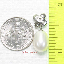 Load image into Gallery viewer, White Pearl Pendant – 14k White Gold X Bail + Diamonds