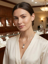 Load image into Gallery viewer, White Pearl Pendant – 14k White Gold X Bail + Diamonds