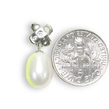 Load image into Gallery viewer, White Pearl Pendant – 14k White Gold X Bail + Diamonds