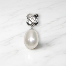 Load image into Gallery viewer, White Pearl Pendant – 14k White Gold X Bail + Diamonds