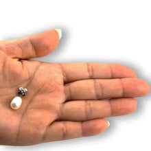 Load image into Gallery viewer, White Pearl Pendant – 14k White Gold X Bail + Diamonds