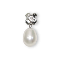 Load image into Gallery viewer, White Pearl Pendant – 14k White Gold X Bail + Diamonds
