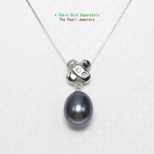 Load image into Gallery viewer, Black Pearl Pendant – 14k White Gold X Bail + Diamonds