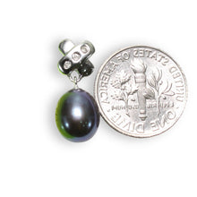 Load image into Gallery viewer, Black Pearl Pendant – 14k White Gold X Bail + Diamonds
