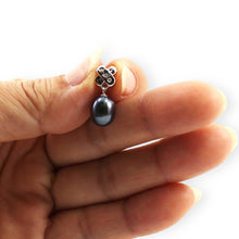 Load image into Gallery viewer, Black Pearl Pendant – 14k White Gold X Bail + Diamonds