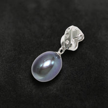 Load image into Gallery viewer, Black Pearl Pendant – 14k White Gold X Bail + Diamonds