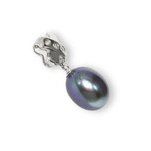 Load image into Gallery viewer, Black Pearl Pendant – 14k White Gold X Bail + Diamonds