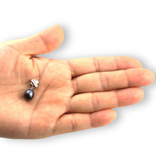 Load image into Gallery viewer, Black Pearl Pendant – 14k White Gold X Bail + Diamonds