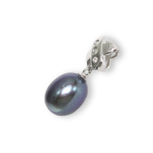 Load image into Gallery viewer, Black Pearl Pendant – 14k White Gold X Bail + Diamonds