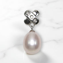 Load image into Gallery viewer, Lavender Pearl Pendant – 14k White Gold X Bail + Diamonds