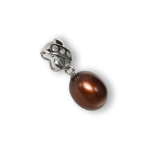 Load image into Gallery viewer, Chocolate Pearl Pendant – 14k White Gold X Bail + Diamonds