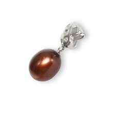 Load image into Gallery viewer, Chocolate Pearl Pendant – 14k White Gold X Bail + Diamonds