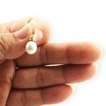 Load image into Gallery viewer, White Pearl Pendant – 14k Yellow Gold Dimpled Bail + Diamonds