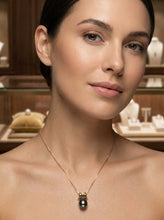 Load image into Gallery viewer, Peacock Pearl Pendant – 14k Yellow Gold Elephant Tusk + Diamond