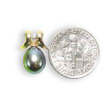 Load image into Gallery viewer, Peacock Pearl Pendant – 14k Yellow Gold Elephant Tusk + Diamond