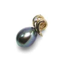 Load image into Gallery viewer, Peacock Pearl Pendant – 14k Yellow Gold Elephant Tusk + Diamond