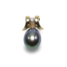 Load image into Gallery viewer, Peacock Pearl Pendant – 14k Yellow Gold Elephant Tusk + Diamond