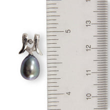 Load image into Gallery viewer, Black Pearl Pendant – 14k White Gold Tusk + Diamond