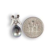 Load image into Gallery viewer, Black Pearl Pendant – 14k White Gold Tusk + Diamond
