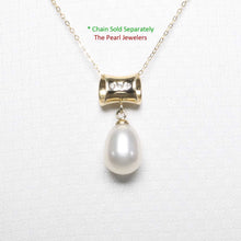 Load image into Gallery viewer, White Pearl Pendant – 14k Yellow Gold Tunnel Bail + Diamonds
