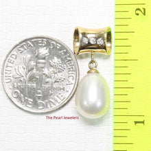 Load image into Gallery viewer, White Pearl Pendant – 14k Yellow Gold Tunnel Bail + Diamonds