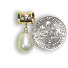 Load image into Gallery viewer, White Pearl Pendant – 14k Yellow Gold Tunnel Bail + Diamonds