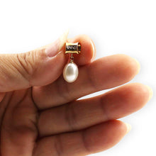 Load image into Gallery viewer, White Pearl Pendant – 14k Yellow Gold Tunnel Bail + Diamonds