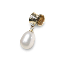 Load image into Gallery viewer, White Pearl Pendant – 14k Yellow Gold Tunnel Bail + Diamonds