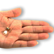 Load image into Gallery viewer, White Pearl Pendant – 14k Yellow Gold Tunnel Bail + Diamonds