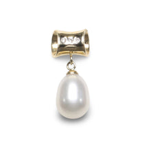 Load image into Gallery viewer, White Pearl Pendant – 14k Yellow Gold Tunnel Bail + Diamonds