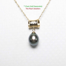 Load image into Gallery viewer, Black Pearl Pendant – 14k Yellow Gold Tunnel Bail + Diamonds