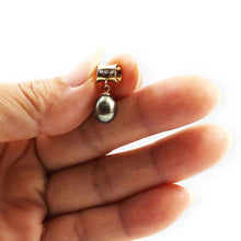 Load image into Gallery viewer, Black Pearl Pendant – 14k Yellow Gold Tunnel Bail + Diamonds