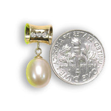 Load image into Gallery viewer, Pink Pearl Pendant – 14k Yellow Gold Tunnel Bail + Diamonds