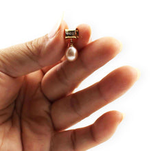 Load image into Gallery viewer, Pink Pearl Pendant – 14k Yellow Gold Tunnel Bail + Diamonds