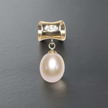 Load image into Gallery viewer, Pink Pearl Pendant – 14k Yellow Gold Tunnel Bail + Diamonds