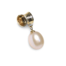 Load image into Gallery viewer, Pink Pearl Pendant – 14k Yellow Gold Tunnel Bail + Diamonds