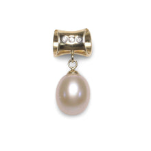 Load image into Gallery viewer, Pink Pearl Pendant – 14k Yellow Gold Tunnel Bail + Diamonds