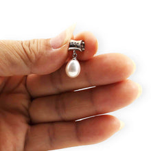 Load image into Gallery viewer, White Pearl Pendant – 14k White Gold Tunnel Bail + Diamonds
