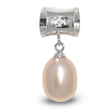 Load image into Gallery viewer, Pink Pearl Pendant – 14k White Gold Tunnel Bail + Diamonds